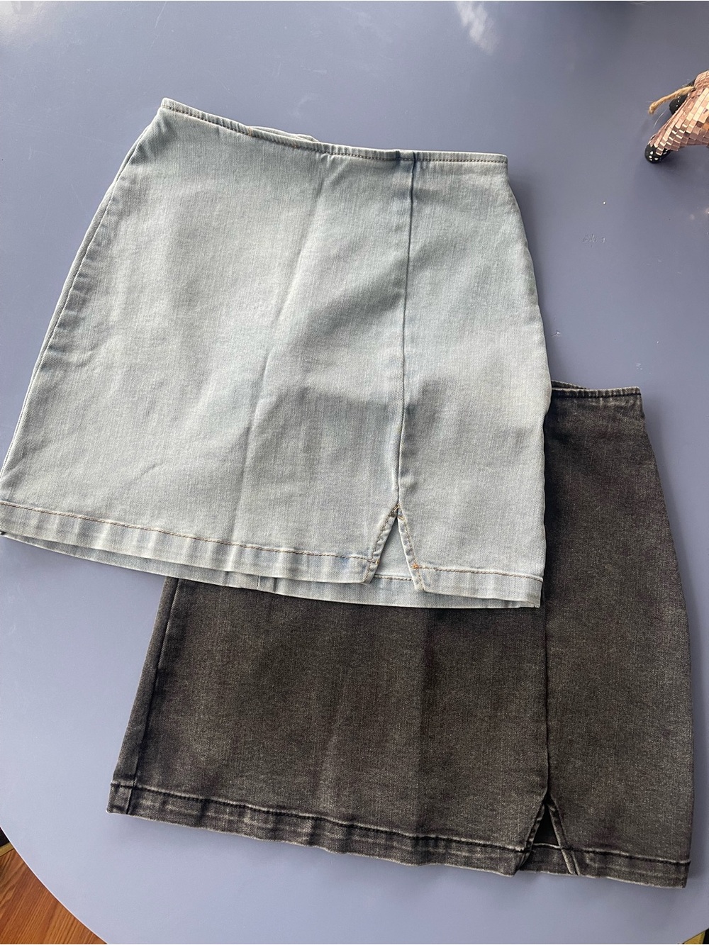 wild fable Light Blue and Charcoal Denim Mini Skirt Set